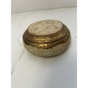 Antique Hand-Carved Terracota Gilt Bronze Victorian Dresser Vanity Box Italy